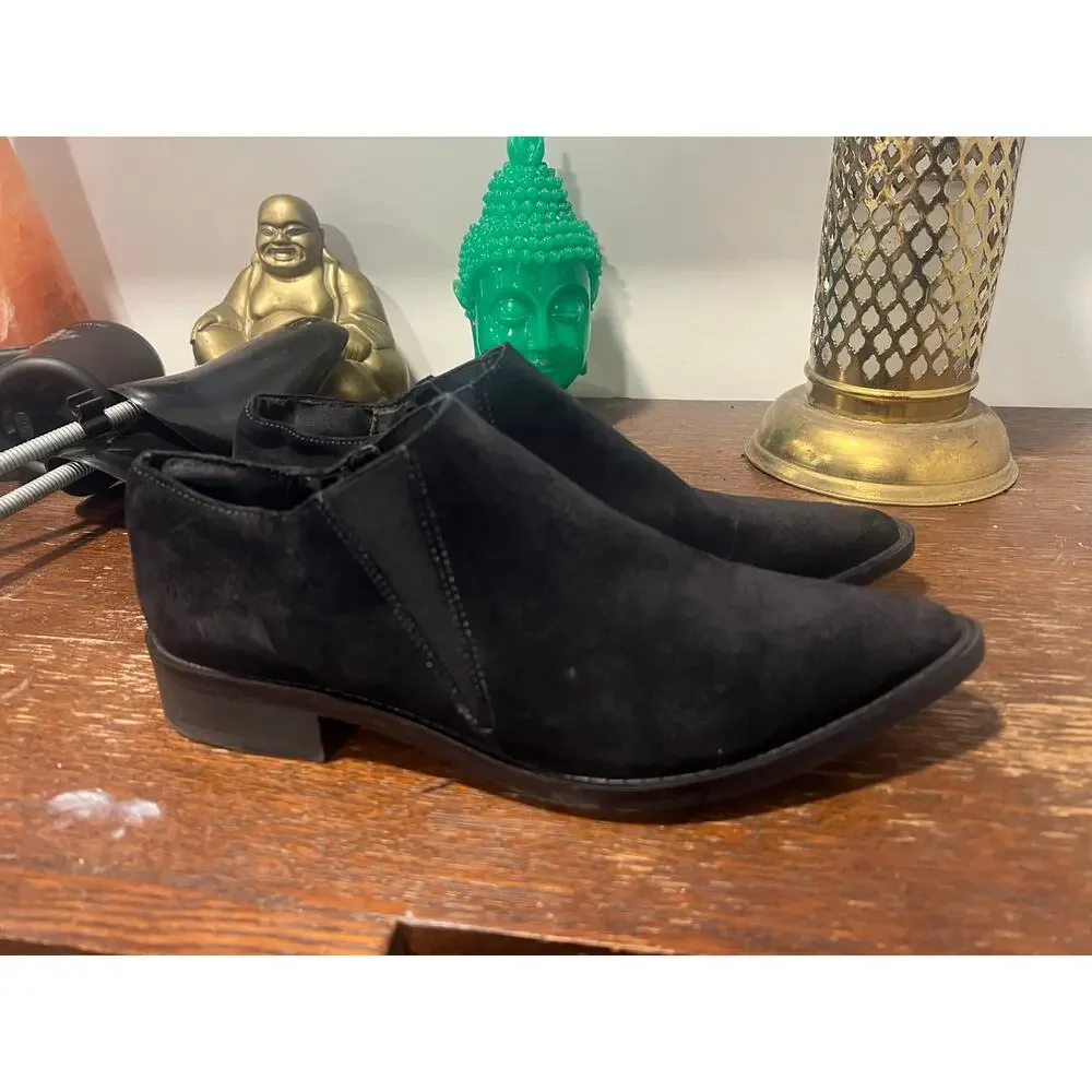 ZARA Western Suede Black Booties 7 Festival Boho